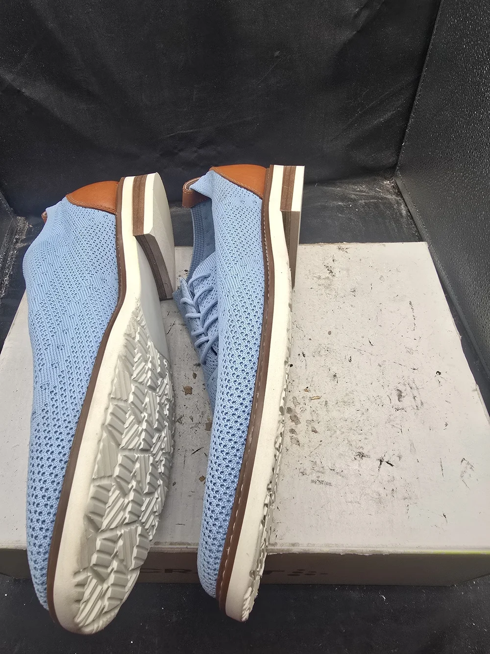 Light Blue Knit Derby Shoes